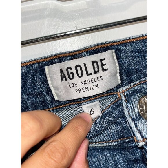 AGOLDE Sophie  Blue Premium Distressed Skinny Ankle Jeans Women's  Size 26 - Picture 6 of 11